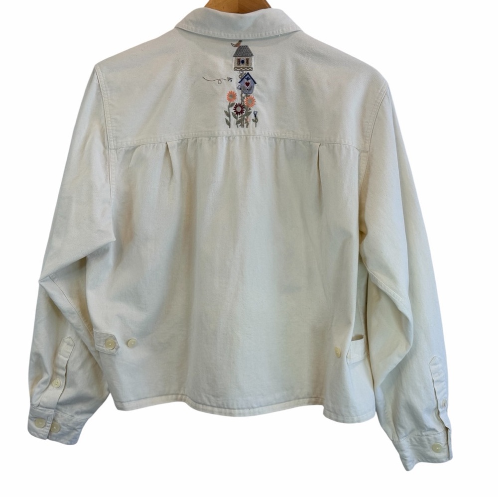 Christopher & Banks Embroidered Birdhouse Jacket Cream Cottagecore Button up XL - Picture 3 of 11